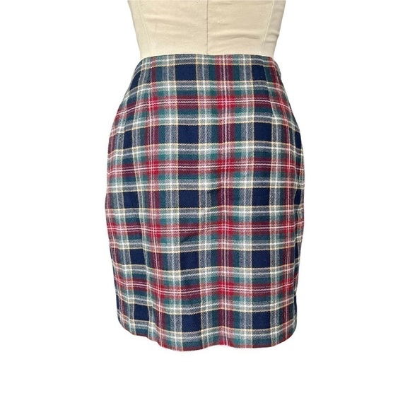 Vintage Plaid Wool Wrap Skirt Fully Lined Knee Length Y2K 90s Dark Academia 8P - Picture 6 of 11